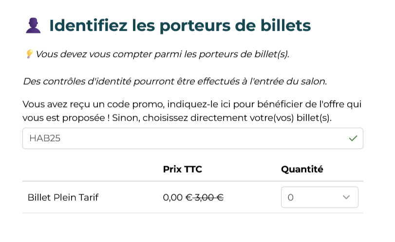  Panier d'achat Salon Habitat & Jardin avec réduction à 0€