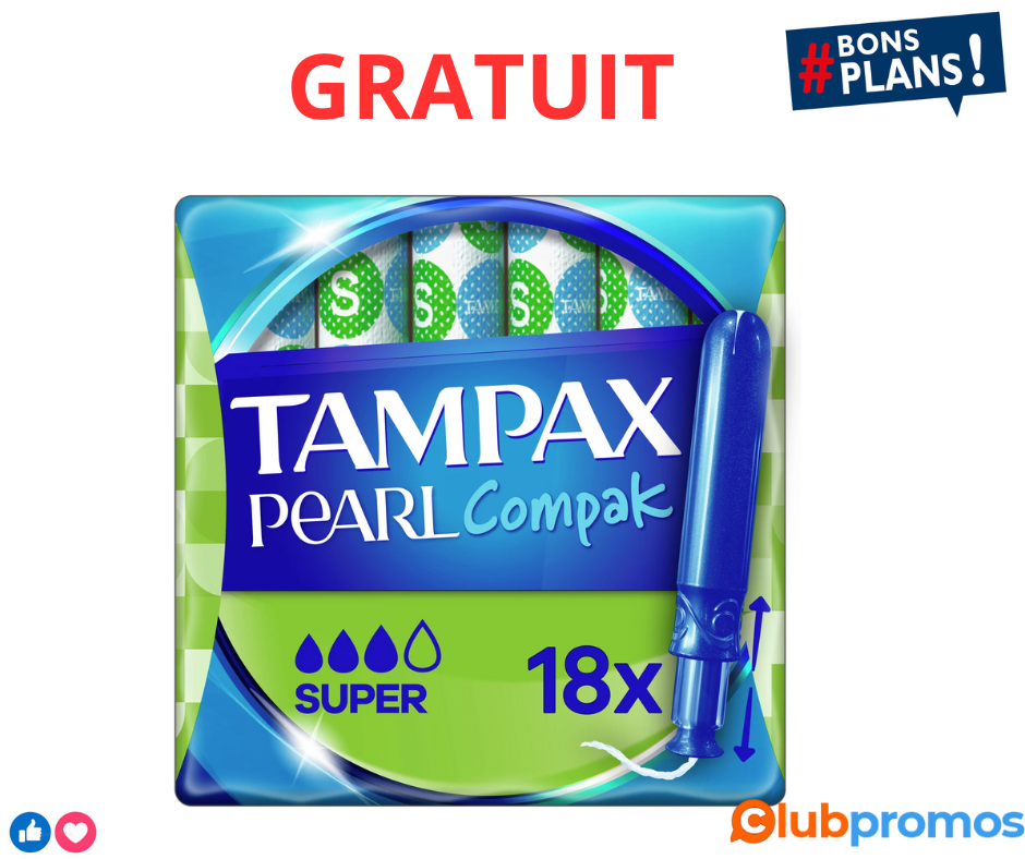 Paquet de 18 tampons Tampax Pearl Compak Super (Via 2.90€ sur la carte fidélité + ODR de 1.40€...png