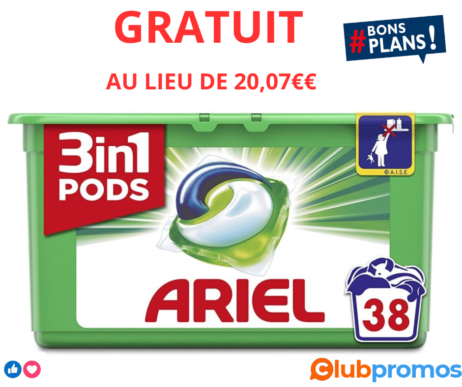 Paquets de lessive Ariel Pods x38 - Différentes variétés (via 14,05€ sur carte de fidélité et ...png