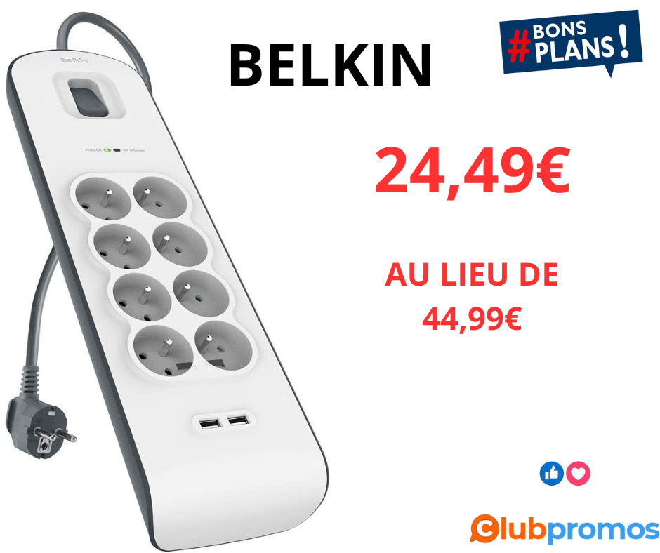 Parafoudre BELKIN 8 prises parafoudres + 2 USB bon plan ODR optimsiation.png