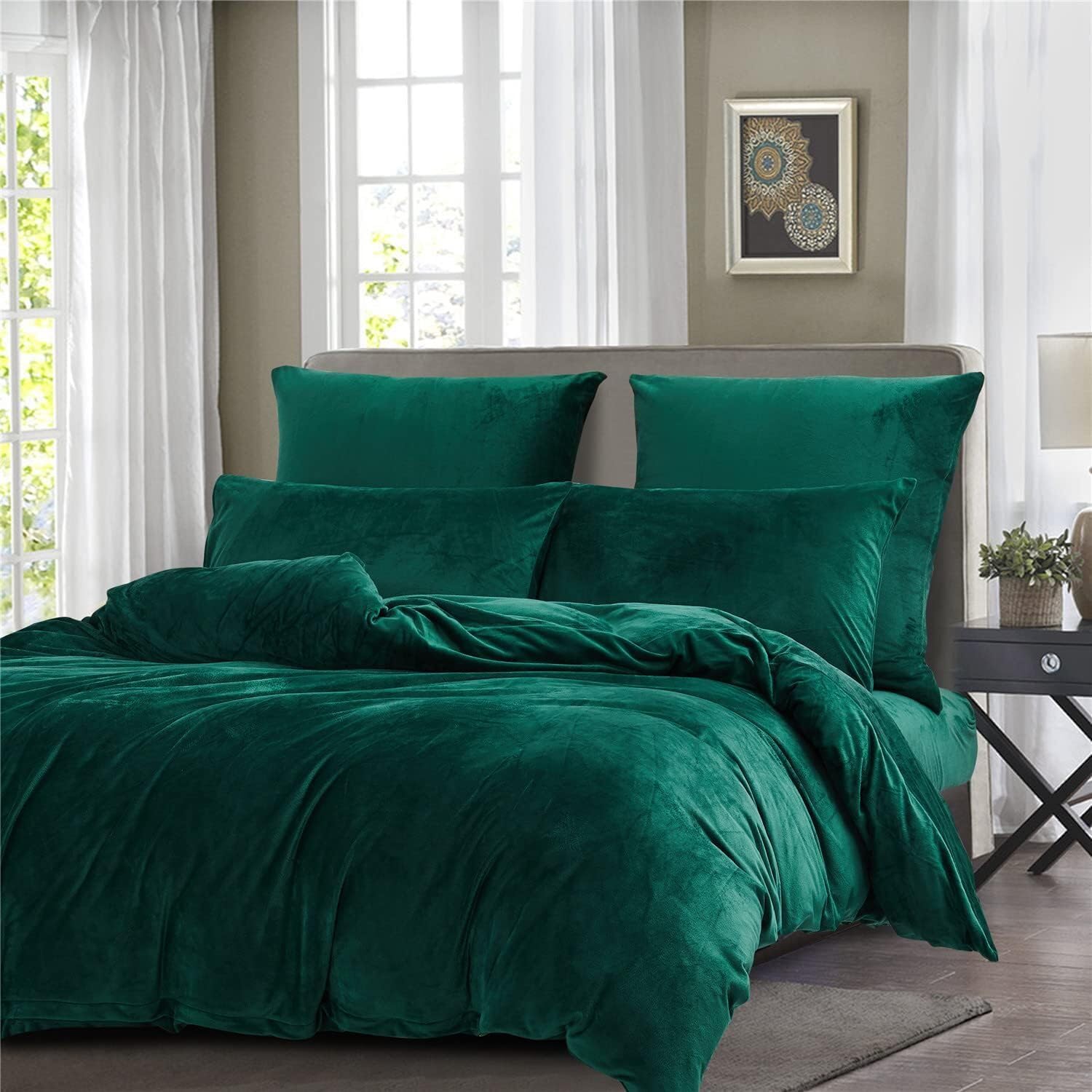  Parure de lit Gezu en flanelle velours double face vert 220x240 cm avec 2 taies 65x65 cm – chaude, douce et moelleuse – idéale pour l’hiver, disponible sur Amazon à petit prix.