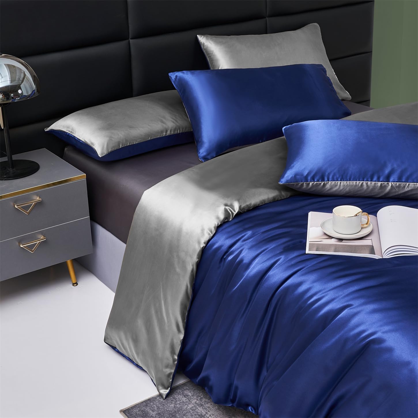 Parure de lit Nuaondy satinée, housse de couette 140x200 cm avec taies d'oreiller, tissu doux et respirant, prix promo Amazon 7,99€.