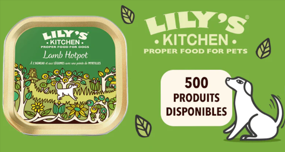 Chien heureux devant sa gamelle de pâté Lamb Hotpot Lily's Kitchen, test produit gratuit proposé par Conso Animo