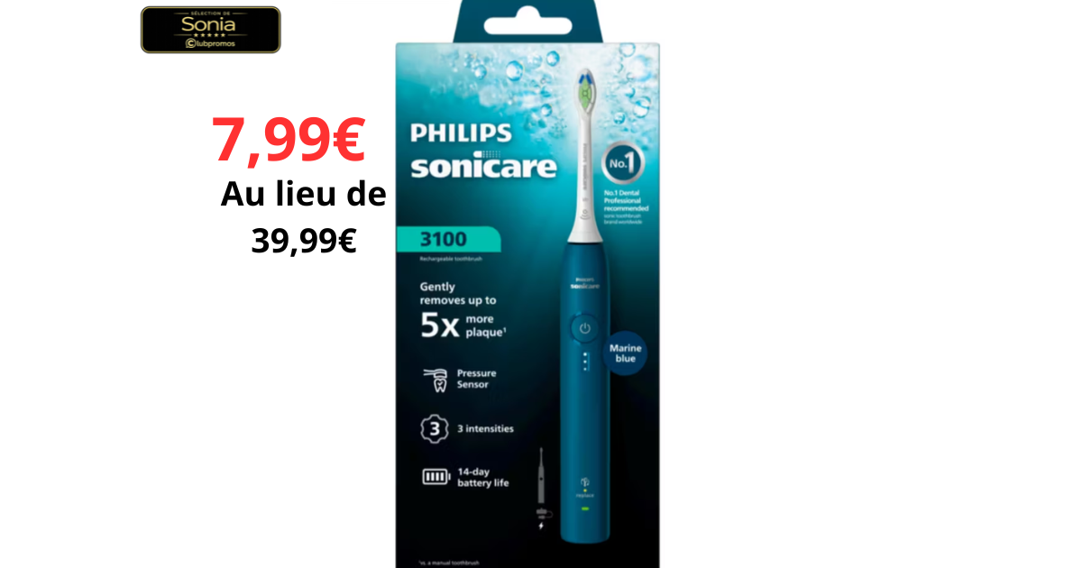 Brosse à dents électrique Philips Sonicare 3100 à 7,99 € après 32 € cagnottés chez Intermarché.