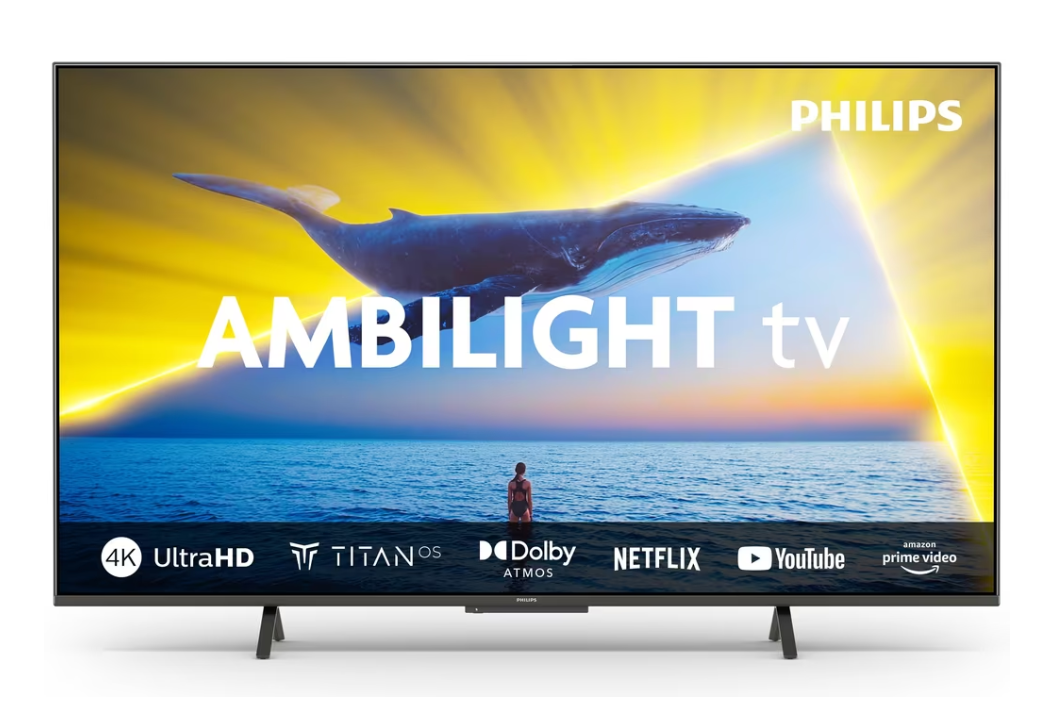  TV 65 pouces Philips 65PUS8109 avec Ambilight 3 côtés, LED 4K, Titan OS, Dolby Atmos, HDMI 2.1, idéal films & gaming