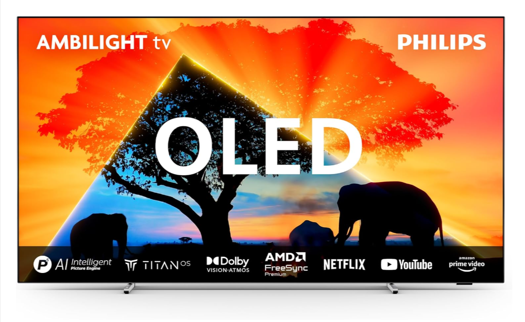 Philips Ambilight 55OLED759 – TV OLED 4K UHD, Ambilight, Dolby Atmos, HDMI 2.1, idéal pour gaming et cinéma
