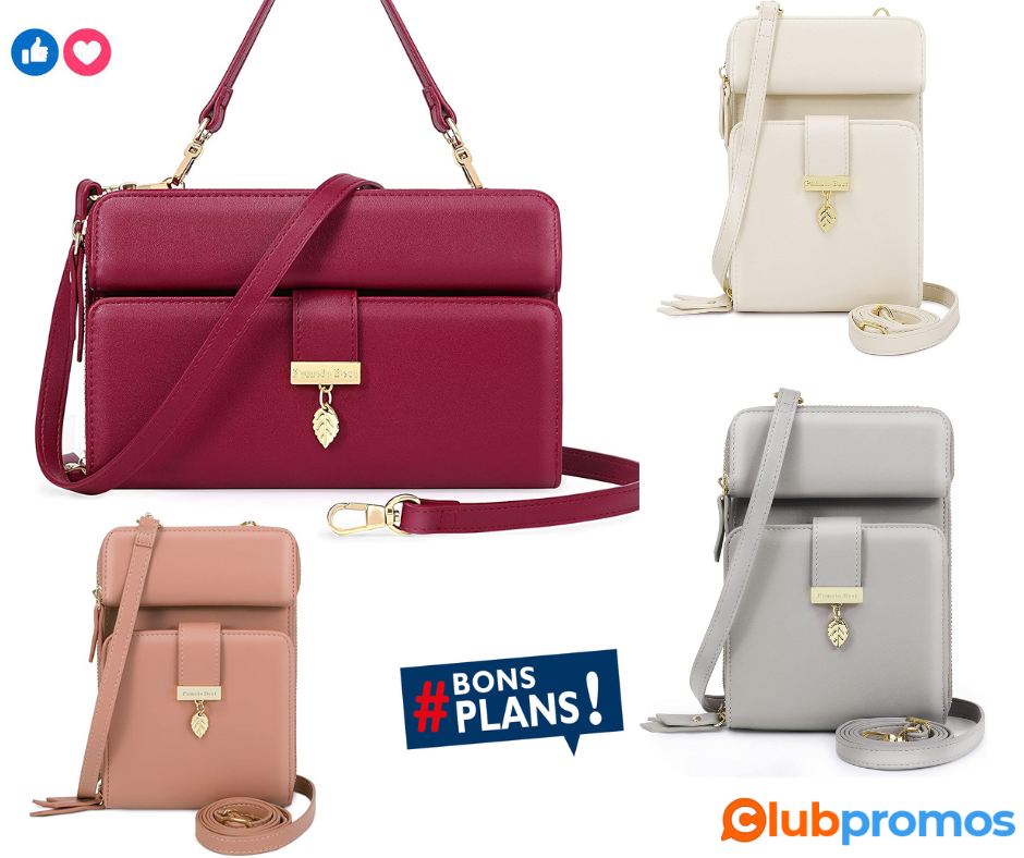 Portefeuille Mobile Téléphone Grande Capacité Sac à Bandoulière en Cuir PU pour Femme Sac à Ca...png