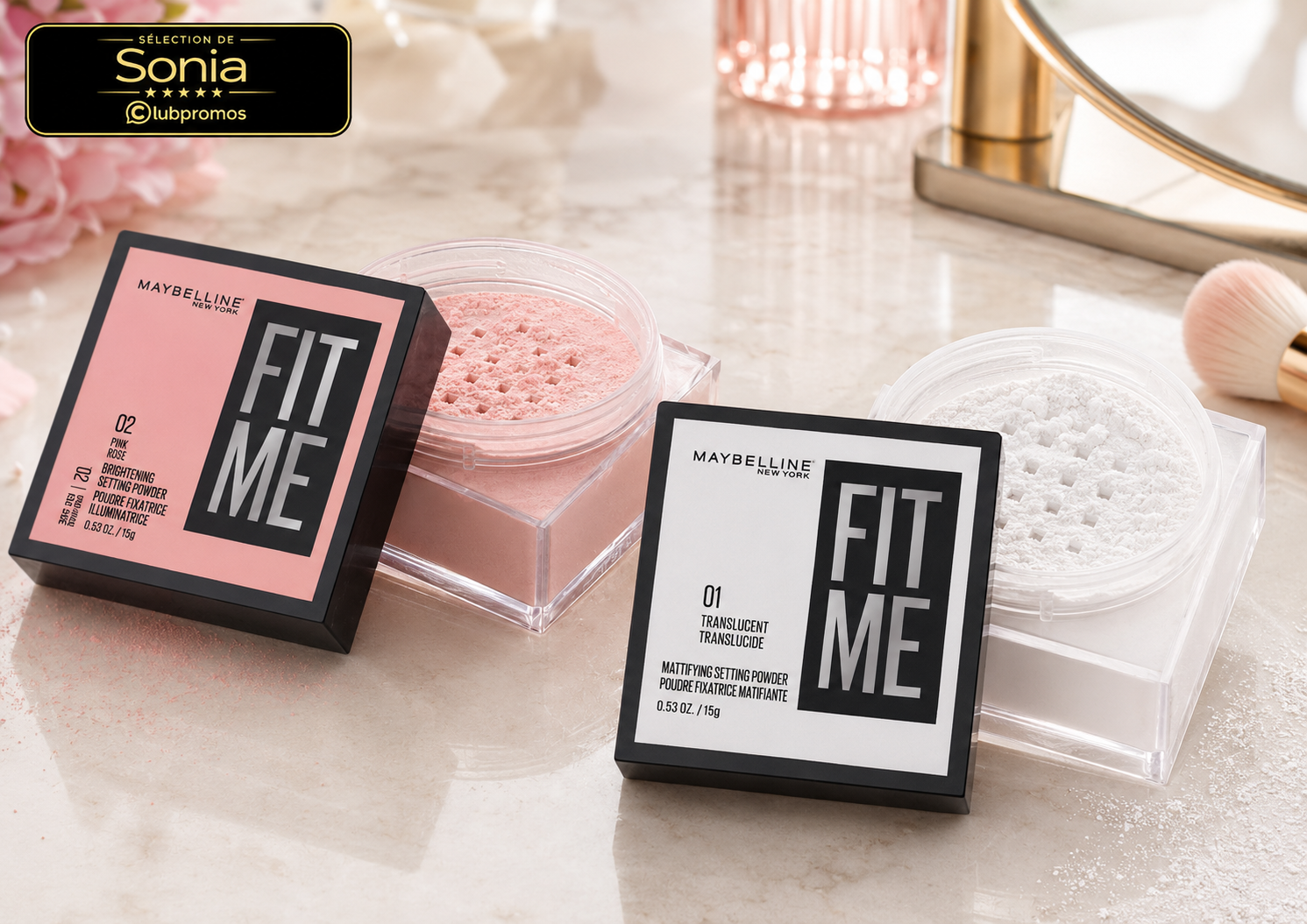 Poudre libre fixatrice Maybelline Fit Me Loose 16H Brightening Pink et Translucent à 8,64 € sur Amazon