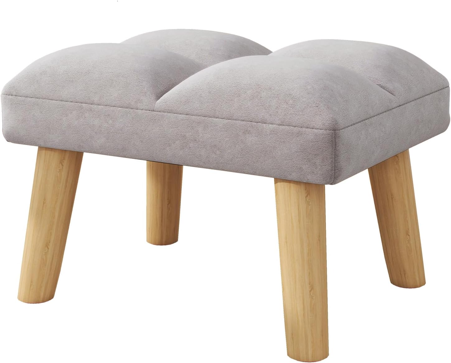  Pouf ottoman avec pieds en bois et tissu en velours doux pour salon et chambre.