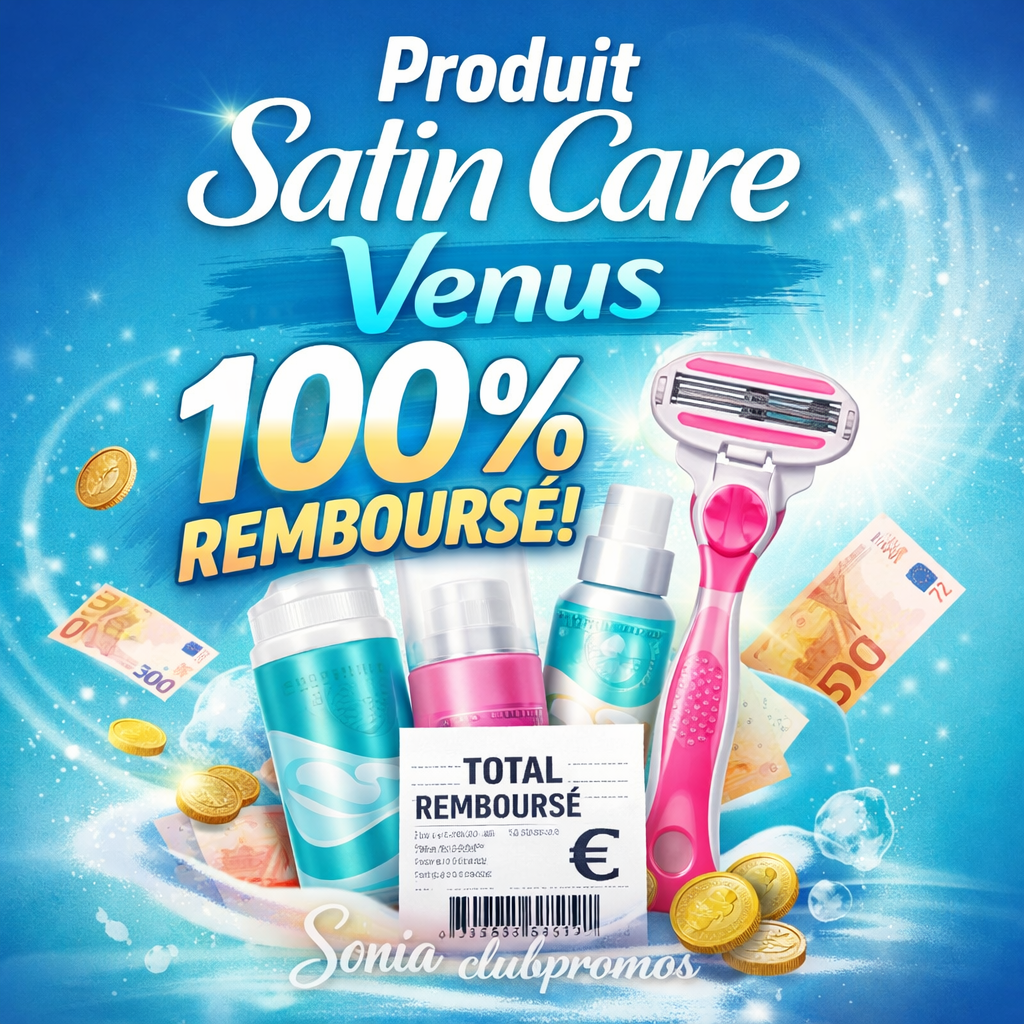 Offre “Satisfait ou 100% remboursé” Gillette Venus / Satin Care : période (01/07/2025–30/06/2026), conditions anti-cumul, procédure complète (Envie de Plus + envoi postal) et liste exhaustive des références éligibles avec EAN.