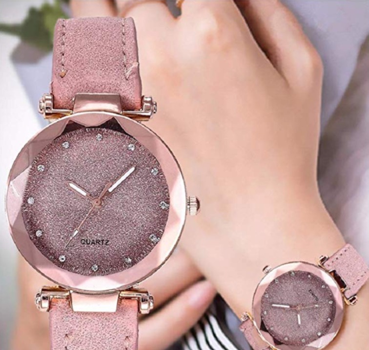 QHJ Femme Montre Bracelet Quartz Analog Sangle Cuir Cadran Verre Diamant Décoration Cadeau Mon...jpg