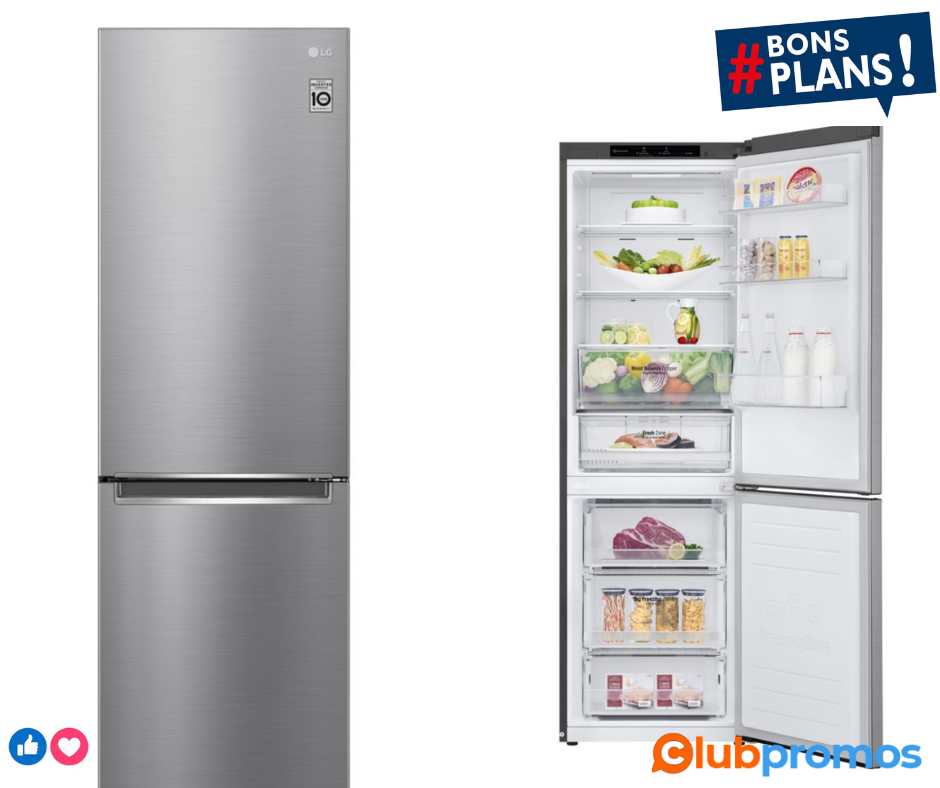 Réfrigérateur combiné LG GBB61PZJEN - 341L, Froid Ventilé, 35dB.png