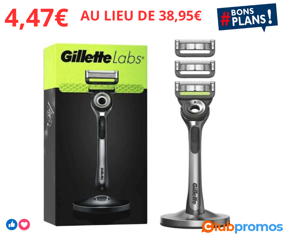 Rasoir exfoliant Gillette Labs + 3 lames + socle magnétique (.png