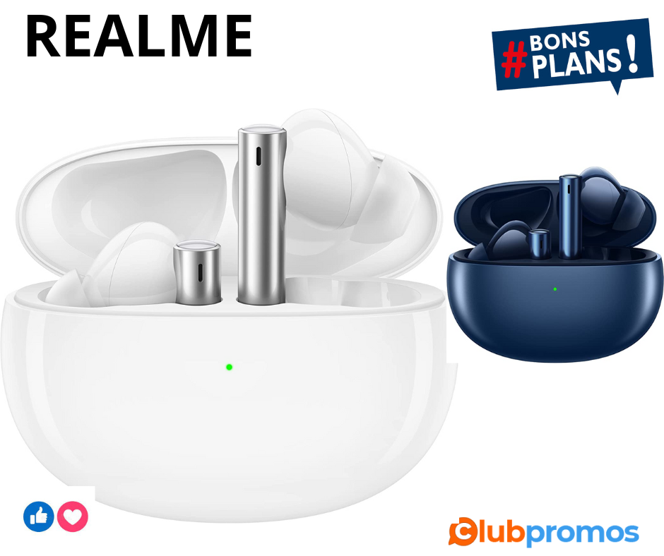 realme Buds Air 3 écouteurs, Réduction active du bruit Bluetooth 5.2, amplificateur de basses ...png