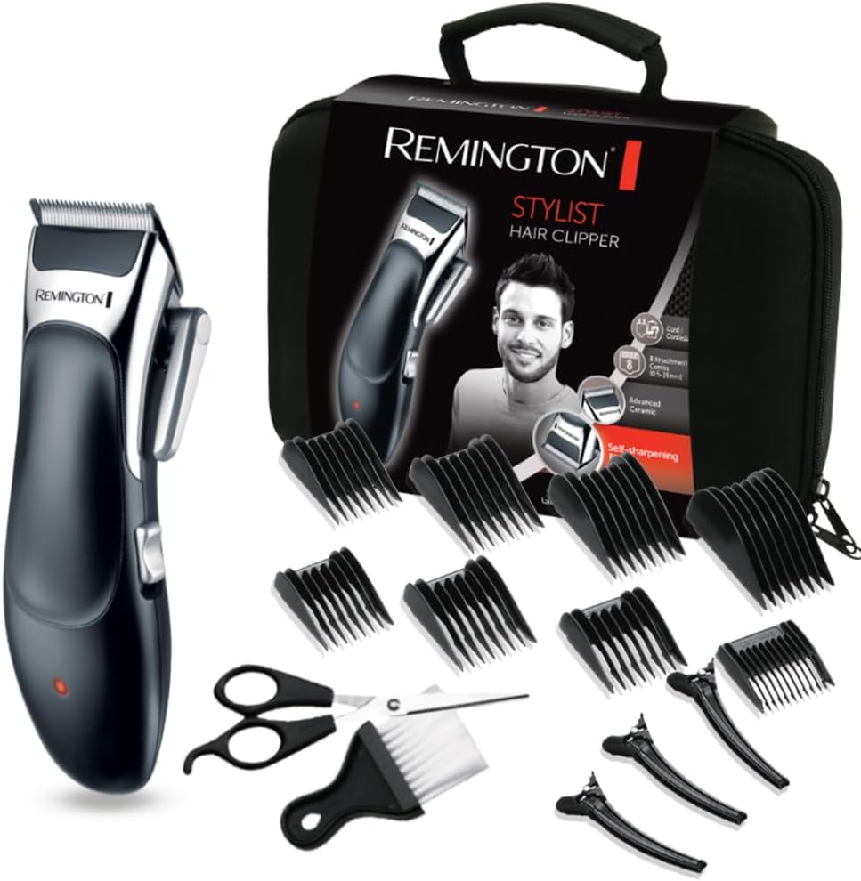  Tondeuse Cheveux Remington HC363C avec lames céramiques auto-affûtées et kit de coiffure complet.