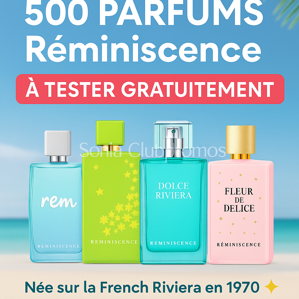 Offre parfum gratuit Réminiscence via Sampleo – 500 testeurs recrutés – parfums French Riviera – test produit gratuit – fragrance florale, gourmande ou boisée – campagne 2025 – bon plan parfum femme/homme