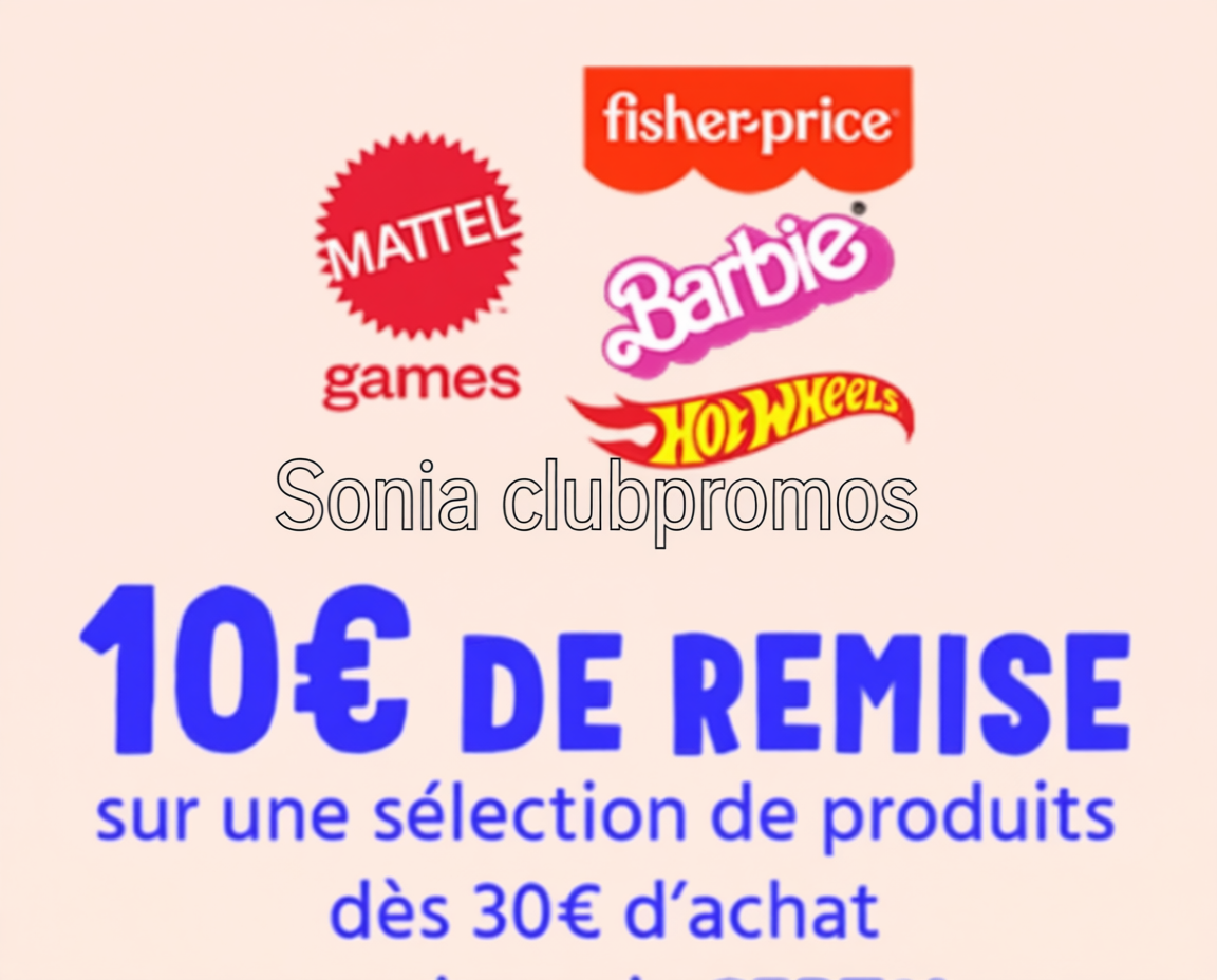  10€ de remise immédiate sur Cdiscount avec le code SEPT10, jouets Mattel, Fisher Price, Barbie, Hot Wheels