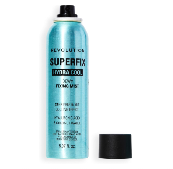 Spray fixateur maquillage Revolution Hydra Cool 150 ml – à l’aloe vera, vegan, non testé sur les animaux, brume rafraîchissante tenue 24h