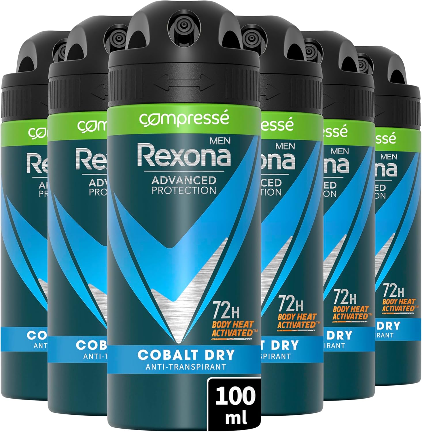 Rexona Men Cobalt Dry Déodorant Spray Compressé 72h Lot 6x100ml Anti-transpirant Fraîcheur Mas...jpg