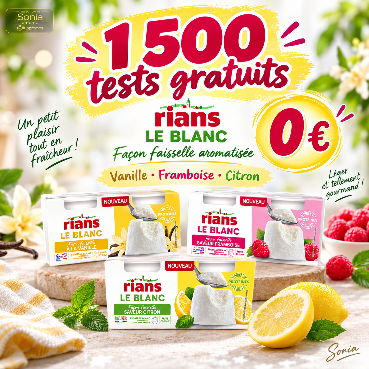 Rians recherche 1 500 ambassadeurs pour tester gratuitement des Fromages Blancs façon faisselle aromatisés