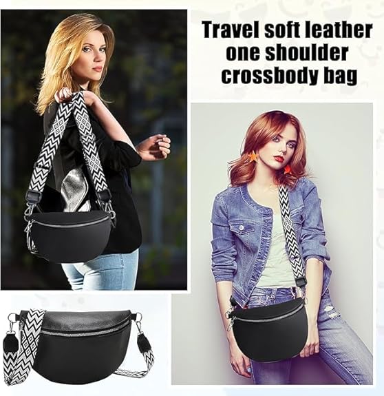 Sac bandoulière femme noir Auirshiky avec large sangle réglable, imperméable et chic, disponible sur Amazon.