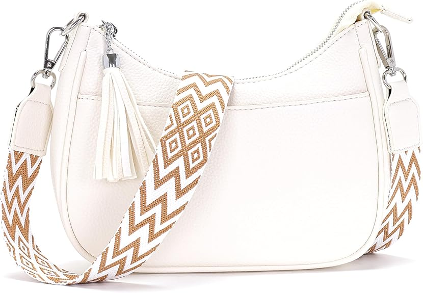 Petit sac à main bandoulière Rorimyth pour femme en cuir vegan blanc, pratique et élégant