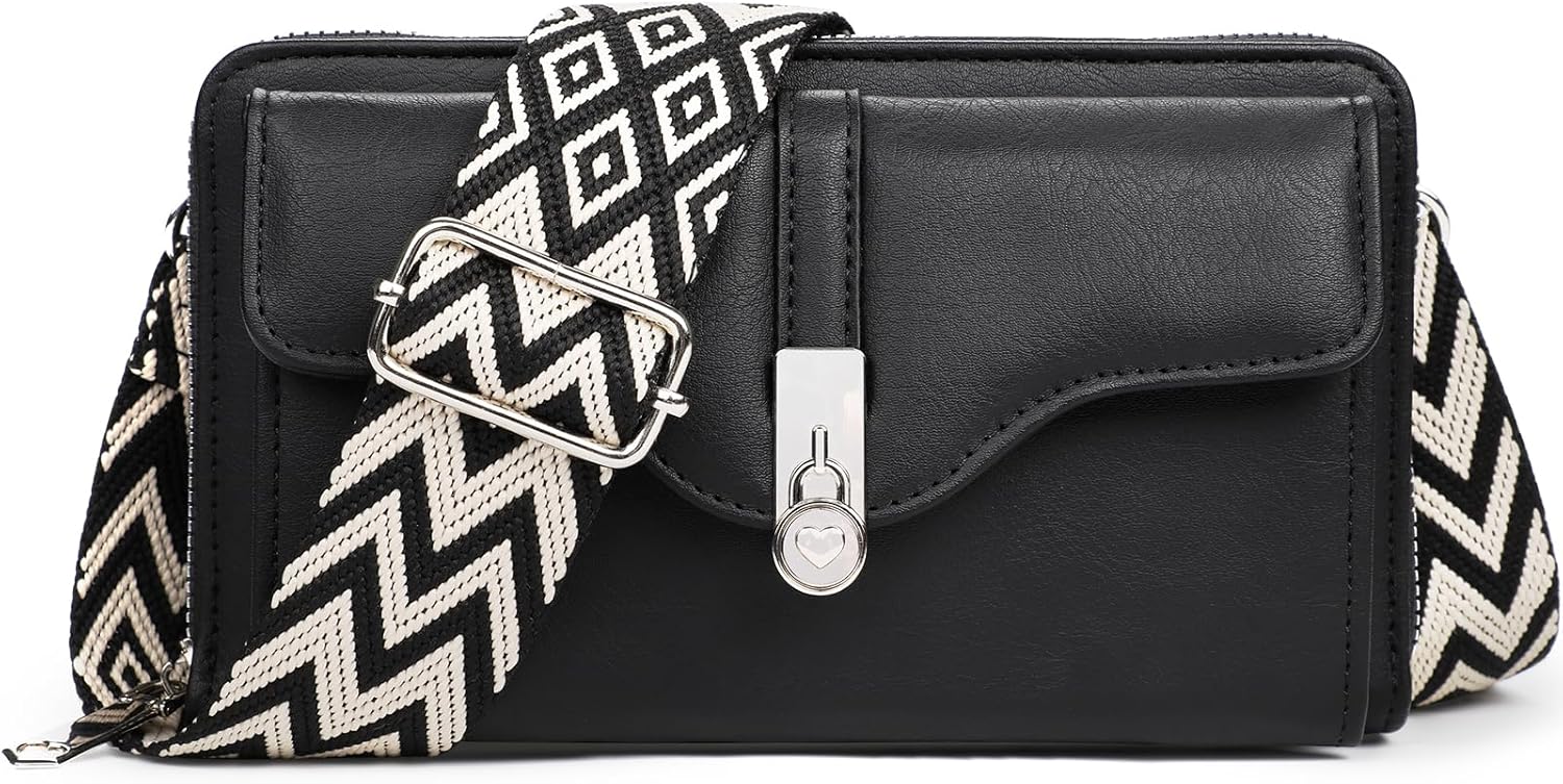 Sac bandoulière femme Kranyras PU cuir noir, marron, violet – élégant, pratique et pas cher