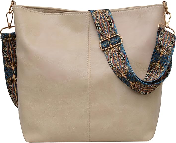  Sac bandoulière pour femme Namenand en cuir PU blanc, grande capacité, bandoulière réglable, fermeture éclair sécurisée, idéal pour le travail, shopping et voyage – bon plan à 7,21€