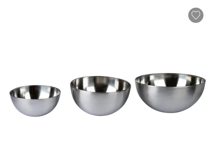 Set de 3 saladiers inox LIVARNO home chez Lidl – design élégant, résistants à la chaleur et au froid, empilables, formats 1,55 à 5,2 L – bon plan cuisine été 2025