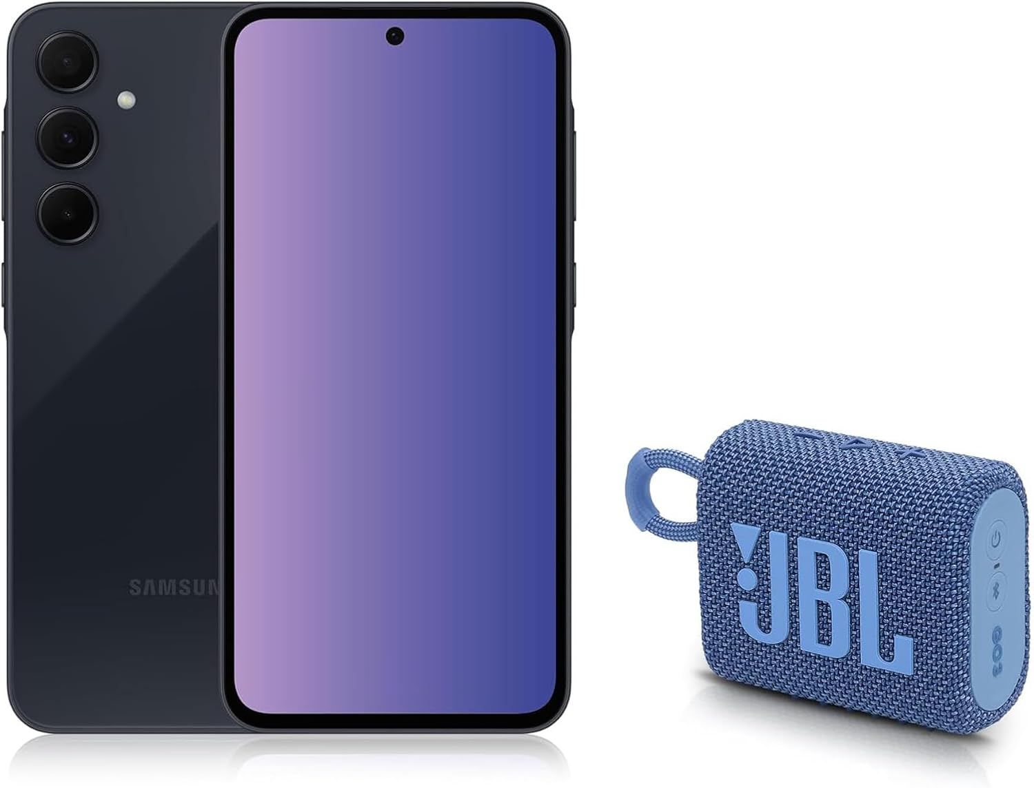 Samsung Galaxy A35 5G 128 Go Bleu nuit avec enceinte JBL GO3 ECO offerte à 249€.jpg