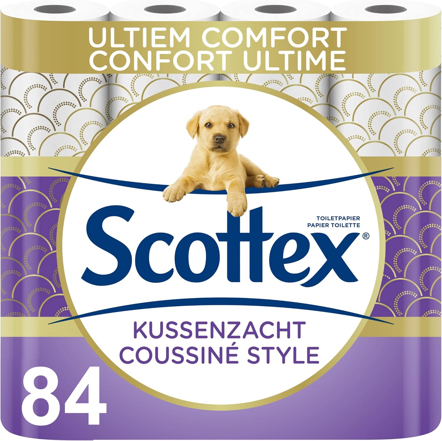  Scottex Coussiné 84 rouleaux, papier toilette double épaisseur, texture Air Pocket, certification FSC, douceur et résistance, lot familial – Amazon.