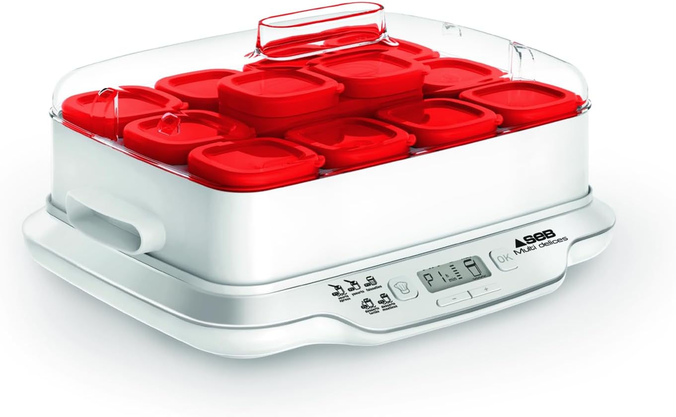 Yaourtière Seb Multi Délices Express, 12 pots, 5 programmes, mode express 4h, technologie vapeur, made in France
