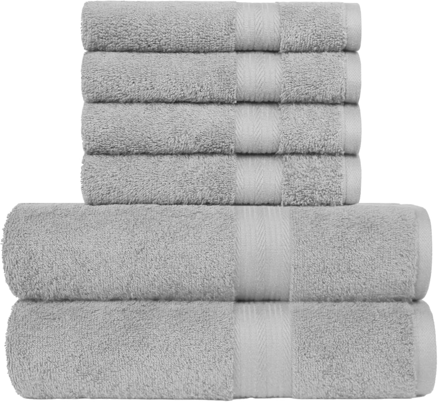 Lot de 6 serviettes Amazon Basics – 100% coton, douces et absorbantes, lavables en machine, idéales pour salle de bain