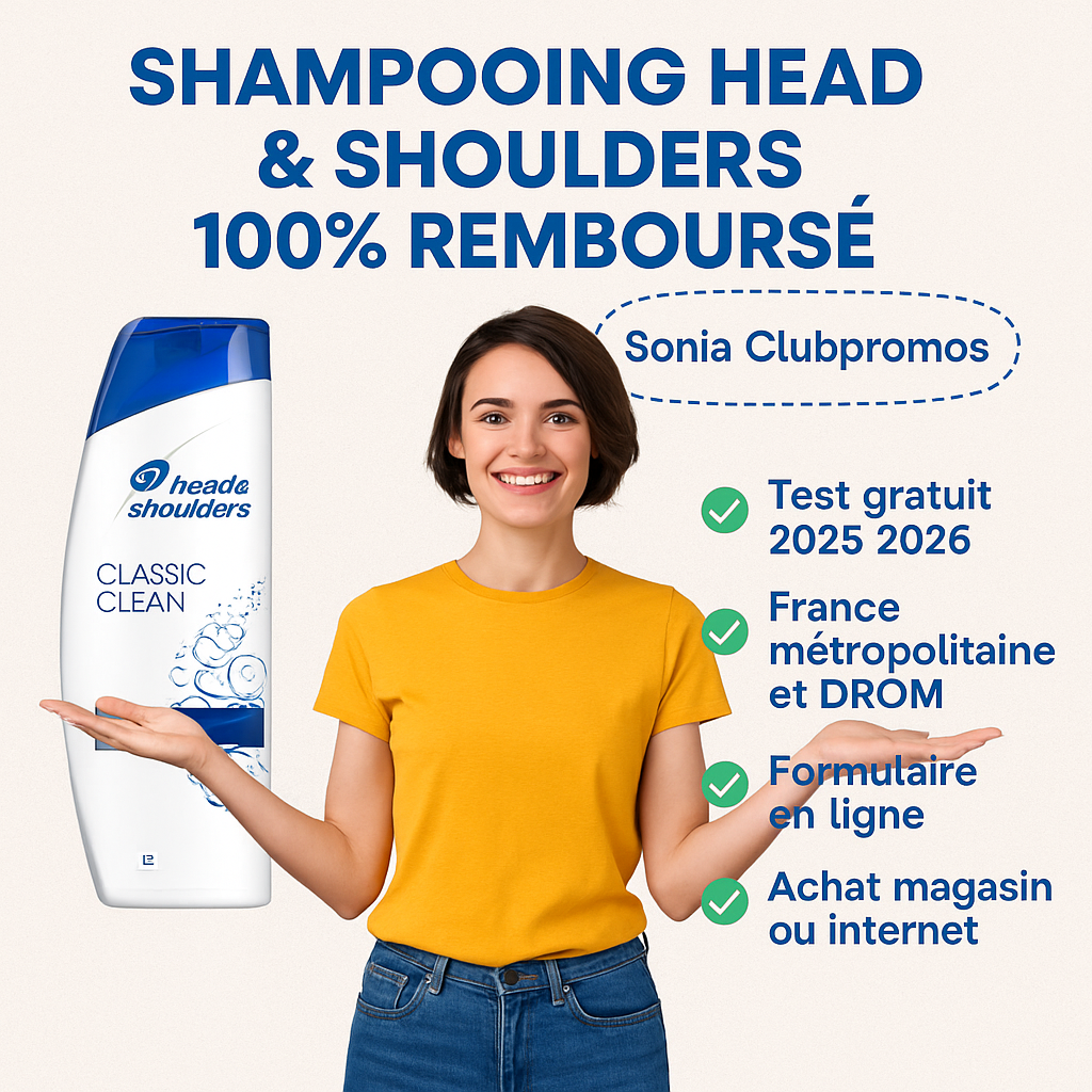 Offre remboursement shampooing Head & Shoulders – Test gratuit 2025 2026 France métropolitaine et DROM – Formulaire en ligne – Achat magasin ou internet