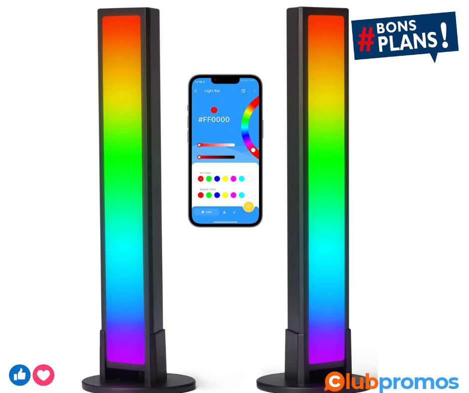 Smart LED Lampe RGB,Barre LED avec Effets D'éclairage Multiples et Modes Musicaux,pour Déco Ga...png
