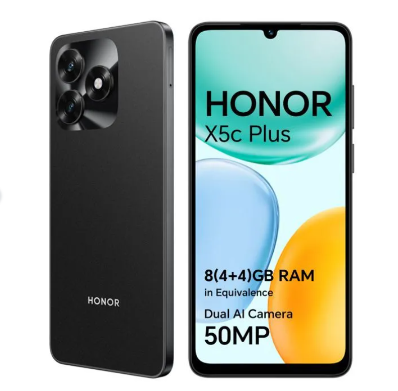 Smartphone HONOR X5c Plus noir avec écran 6,74 pouces, 4 Go RAM, 256 Go de stockage, batterie 5260 mAh et appareil photo 50 Mpx proposé à 84,99€ chez Cdiscount