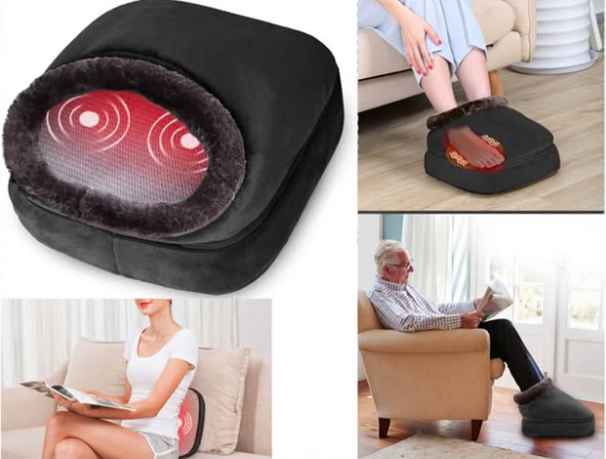Masseur de pieds chauffant Snailax 3-en-1 avec 5 modes de vibration et tissu peluche lavable, idéal pour le dos et les jambes