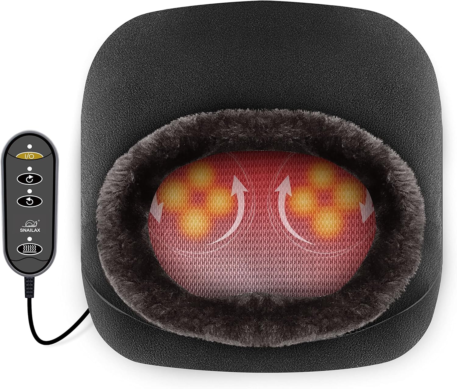 Masseur shiatsu Snailax pour pieds et dos avec chaleur, coussin amovible lavable, massage relaxant 2-en-1