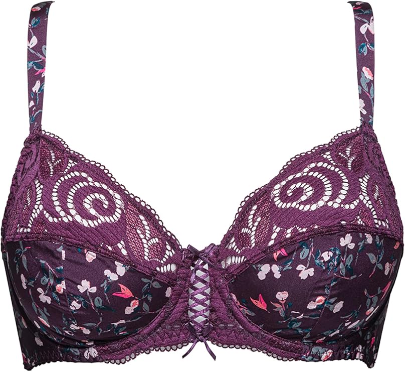 : Soutien-gorge Sans Complexe Amélie Print avec armatures à 13,60€, modèle grande taille jusqu’au bonnet 110F, en dentelle florale, maintien optimal, idéal post-grossesse et au quotidien, bon plan lingerie Amazon.