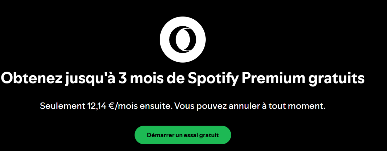 Bannière Spotify Premium avec jusqu’à 3 mois gratuits