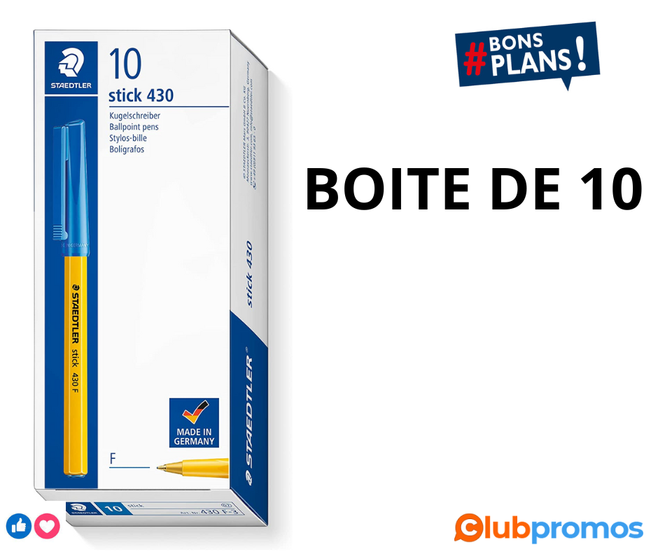 Staedtler Stick 430 - Stylo-Bille Pointe Fine Bleue - Lot de 10.png