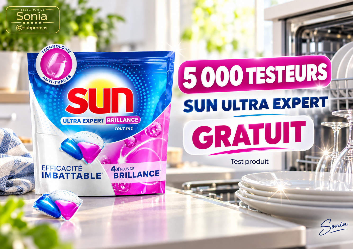 Campagne TRND SUN Ultra Expert avec 5 000 packs de capsules lave-vaisselle gratuits à tester