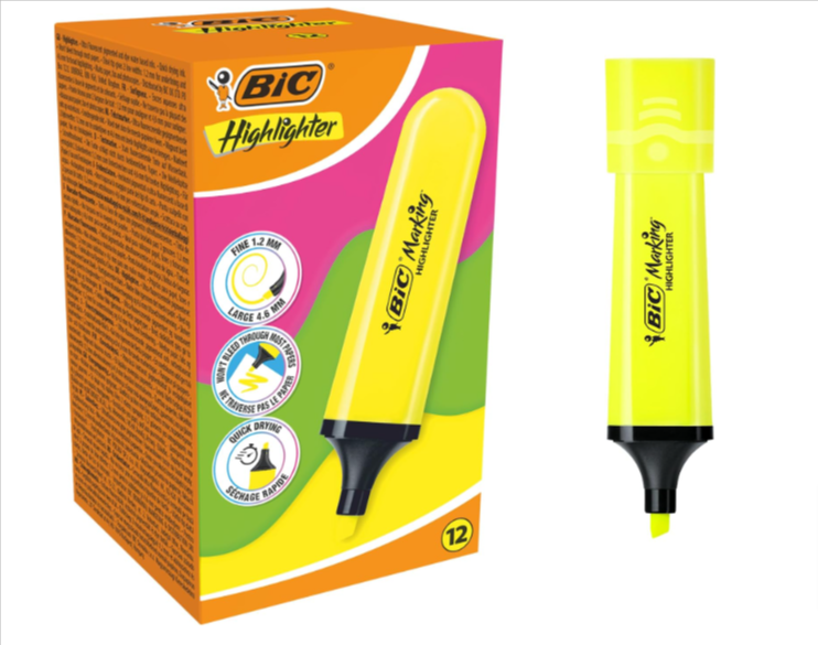 Surligneurs-BIC-Marking-avec-Pointe-Biseautée-Modulable-1-2-mm-4-6-mm-Jaune-Fluo-Pack-de-12-Am...png
