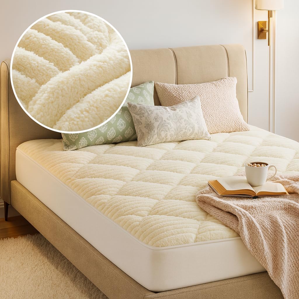 Surmatelas Novilla drap housse polaire 140x190 cm style duveteux, tissu peluche doux, garnissage fibre alternative duvet 7D, poche élastique 360°, offre Amazon à 27,94€ via coupon.