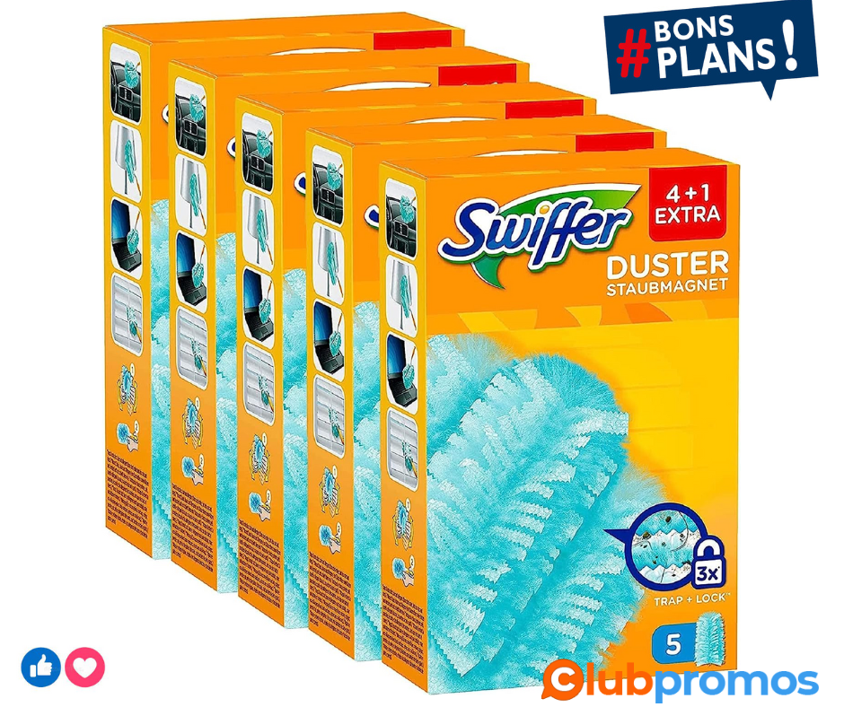 Swiffer Duster, Recharges Plumeau, 5 paquets x 5 Recharges , Dépoussiérante, Attrape-Poussière...png