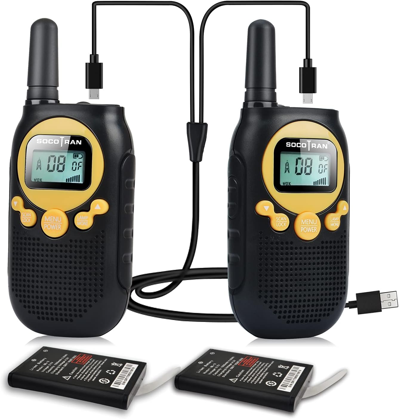 Lot de talkies-walkies enfants SC-R40 rechargeables avec écran rétroéclairé, torche intégrée et batterie 1500 mAh – Jouet ludique et éducatif pour communication longue distance.