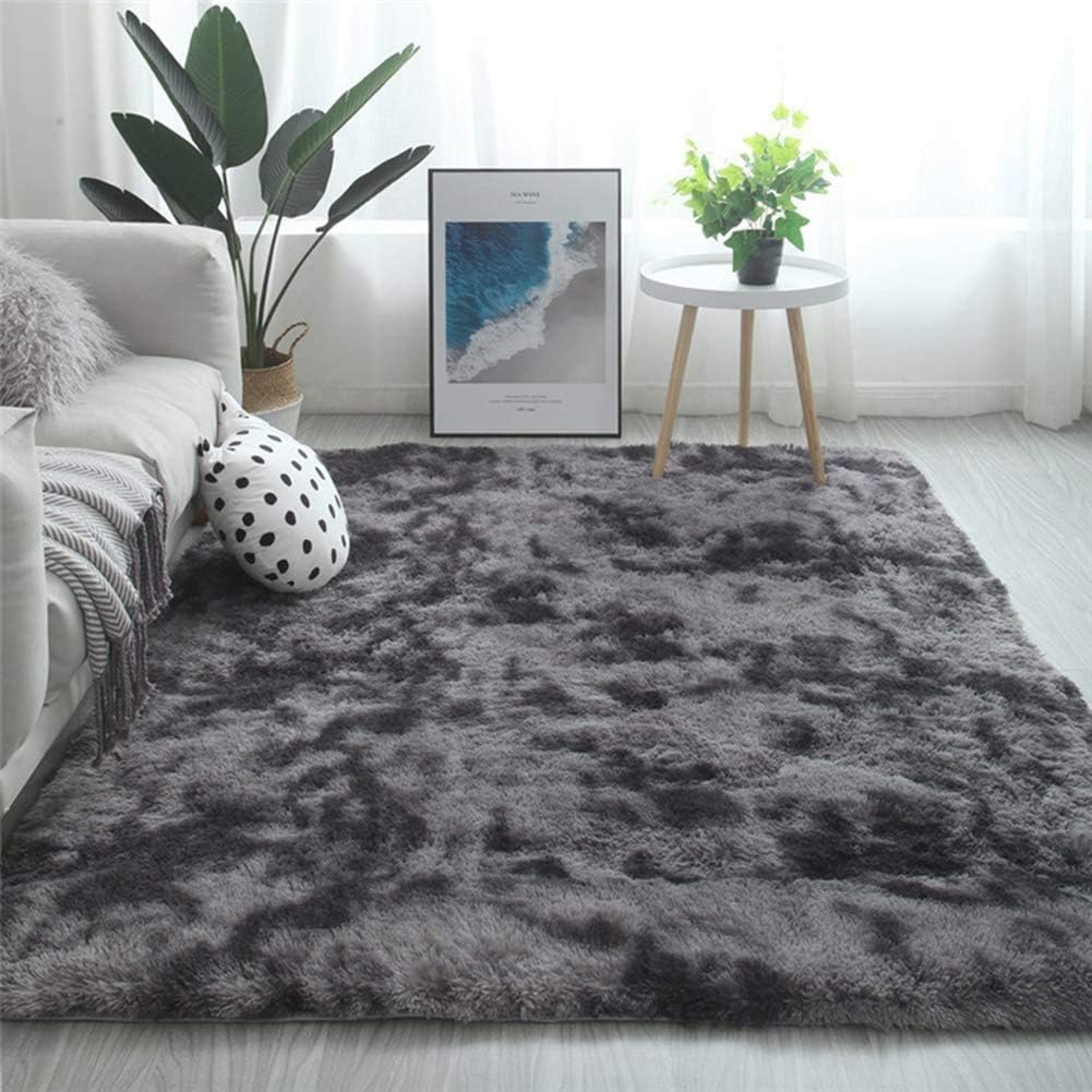 Tapis Shaggy Tinyboy-hbq 80×120 cm gris/noir, poils longs 4 cm, moelleux, dos antidérapant, idéal chambre/salon/couloir.