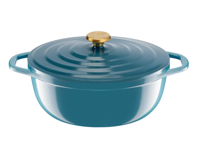 Bon plan Amazon – Cocotte en fonte Tefal Air, 30 cm, ultra-légère en fonte d’aluminium, revêtement céramique anti-adhésif, couvercle de condensation pour des plats tendres et juteux, compatible induction et four, nettoyage facile.