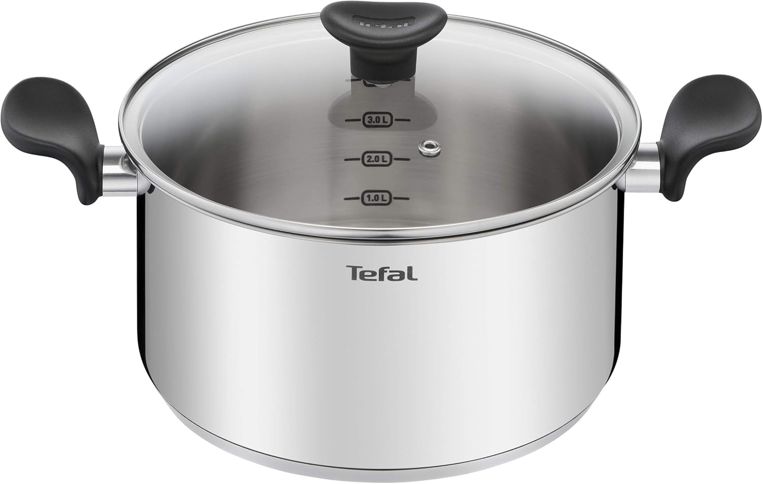 Faitout Tefal Emotion inox 24 cm (5L) avec couvercle en verre – Base induction Thermo-Fusion, poignées bakélite froides, graduations intérieures – Promo Amazon.