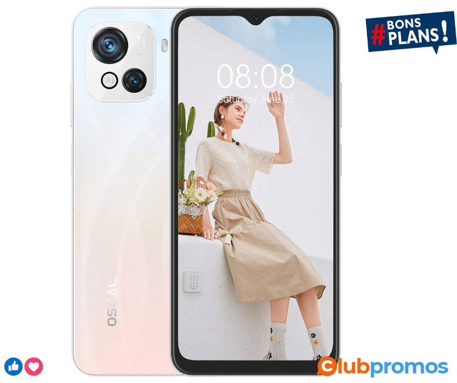 Telephone Portable, OSCAL C80 4G Smartphone 8Go+128Go, 6.517 Écran 90Hz LCD, Unisoc T606, Camé...png